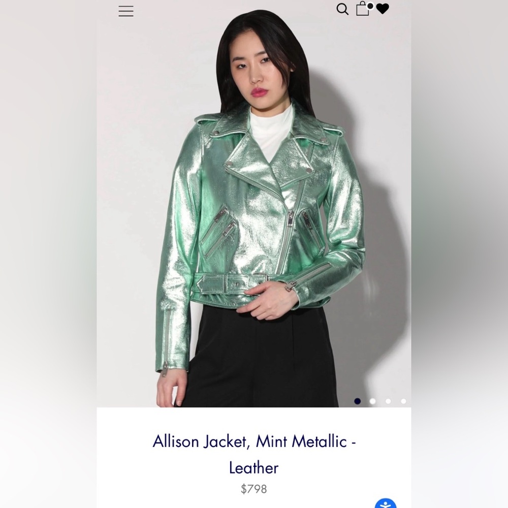 Walter Baker Allison Metallic Leather Moto Jacket -Lambskin - Size S NEW - Picture 4 of 17
